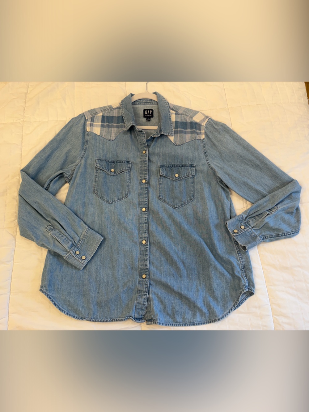 GAP Light Blue Denim Button-Up Western Shirt